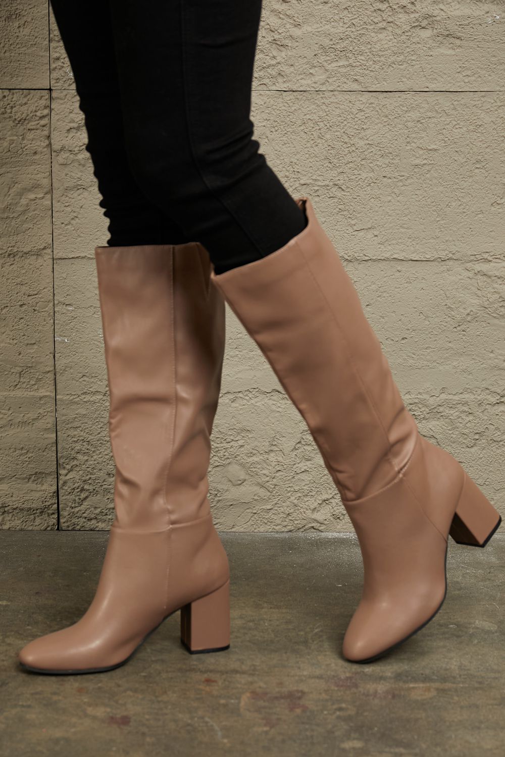 East Lion Corp Block Heel Knee High Boots Trendsi