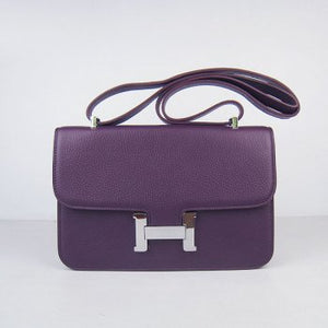 Constance 28cm Togo Leather Bag Purple Silver Kilta bags