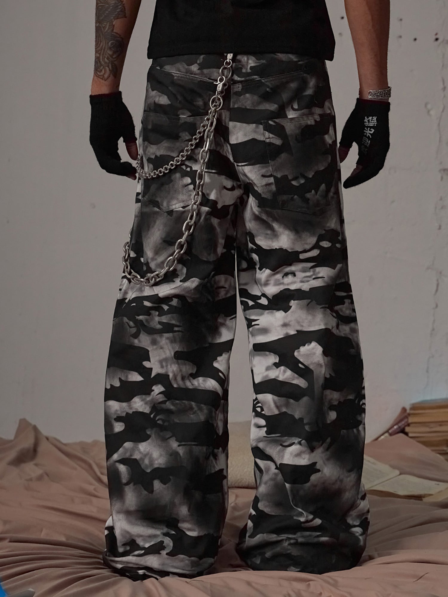 Sneakerhill Tie-Dye Baggy Snow Camouflage Pants - 2109