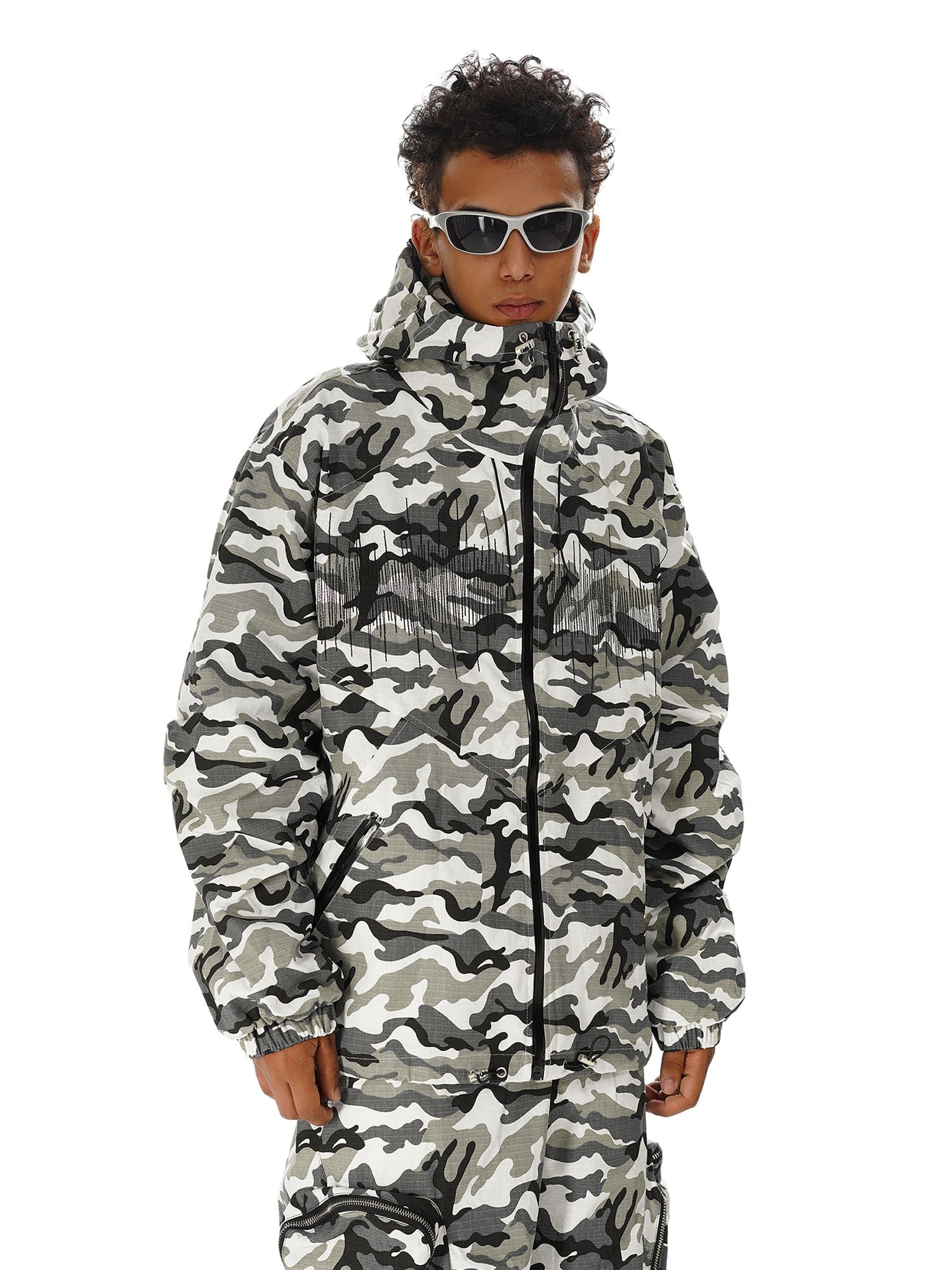 Sneakerhill Hip-hop Snow Camouflage Embroidery Jacket - sneakerhillcom