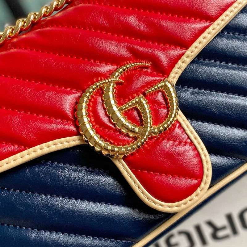 Sneakerhill - Marmont Shoulder Bag Navy/Red - sneakerhillcom