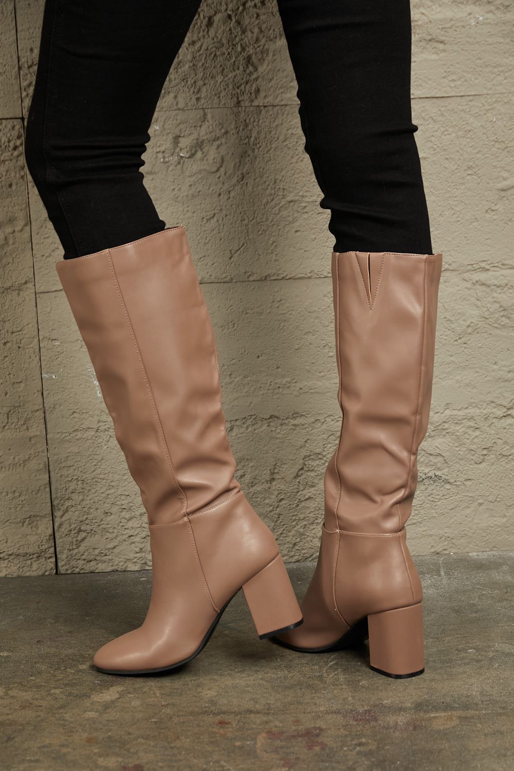 East Lion Corp Block Heel Knee High Boots Trendsi