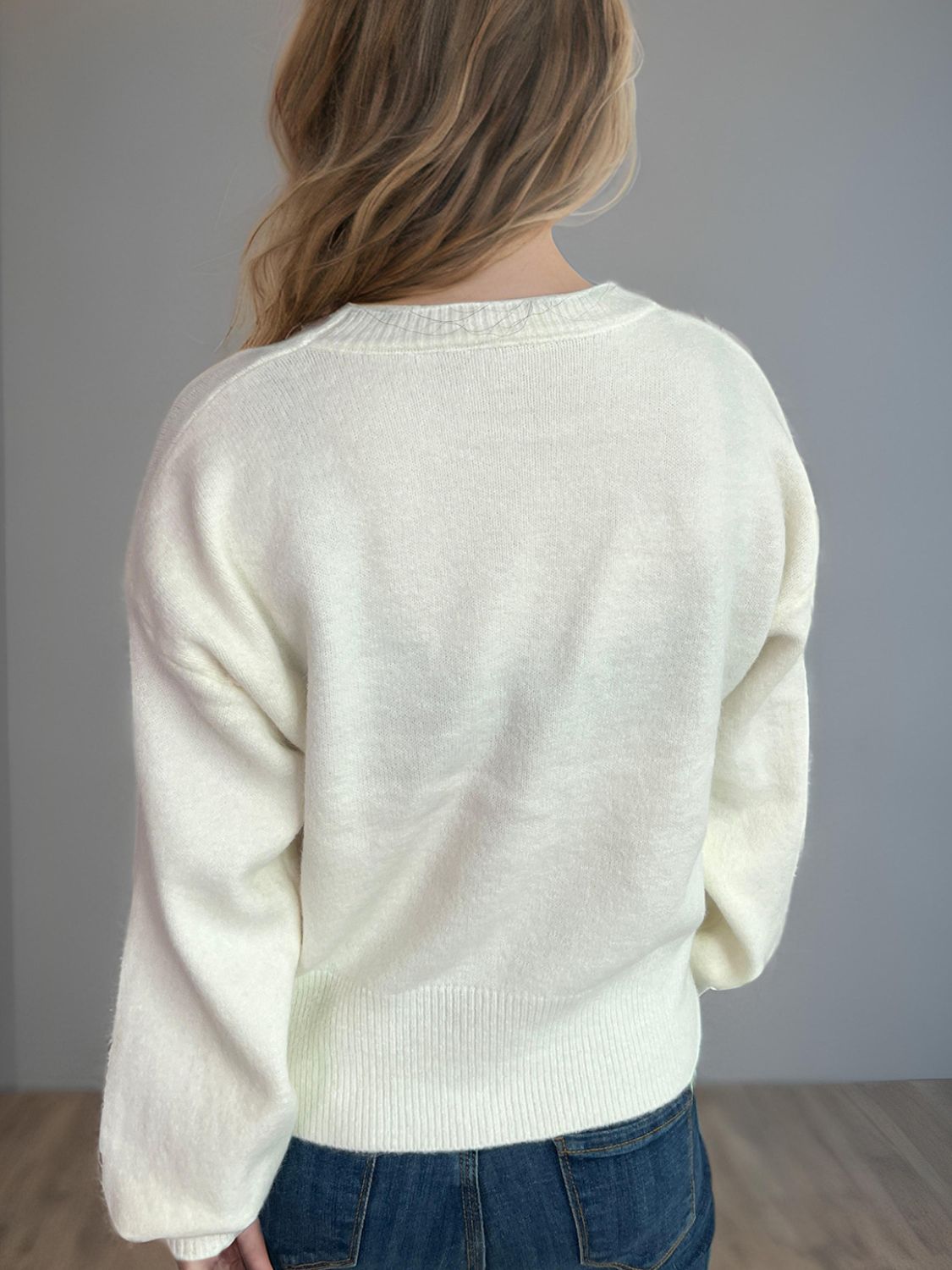 Heart Round Neck Long Sleeve Sweater Trendsi