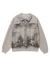 Sneakerhill American Street Style Washed Print Round Neck Hoodie SP240809SI0Y