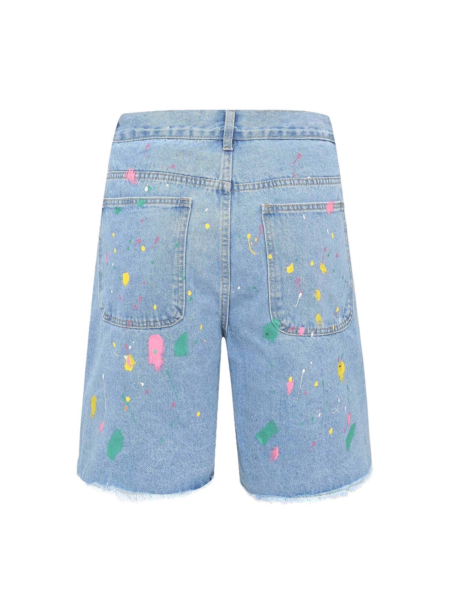 Street Patch Flower Embroidered Cat Whiskers Denim Shorts- 2032 SP240329SN8U