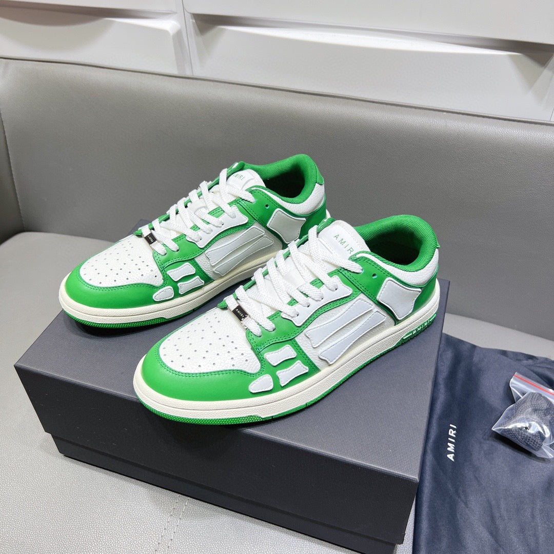 AMR Skel Top Low White and Green Sneakers-154 - sneakerhillcom