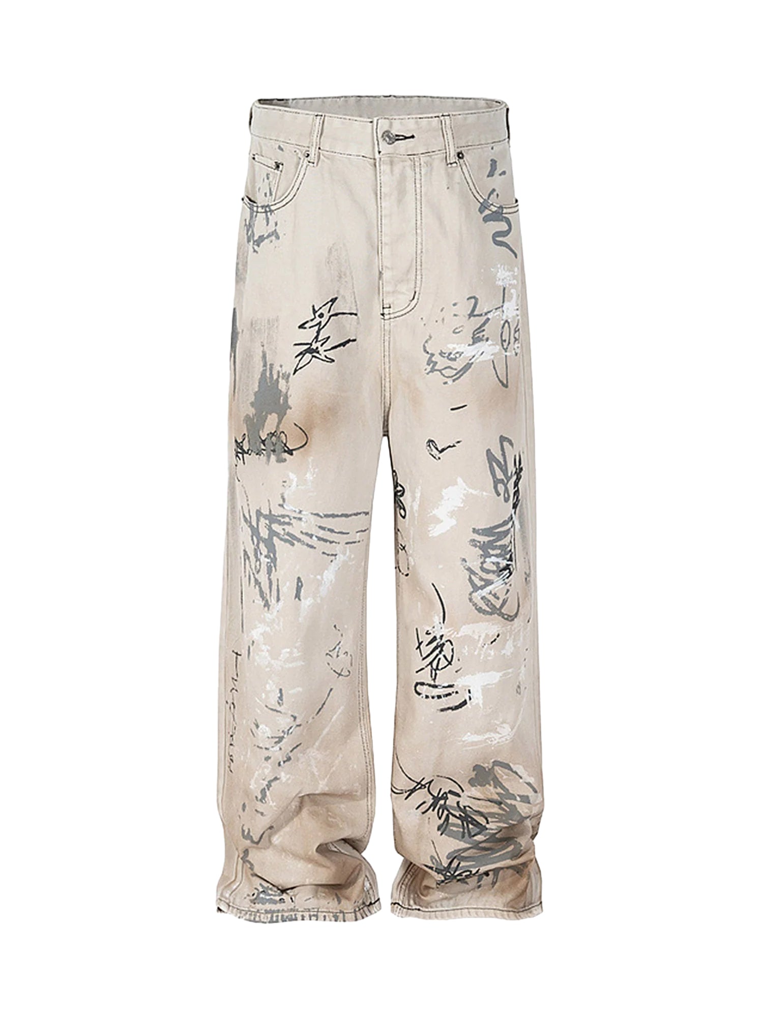 Sneakerhill Hand-painted Graffiti Baggy Jeans - 1885 SP231124CL8K