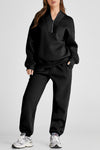 Quarter Zip Long Sleeve Top and Pants Set Trendsi