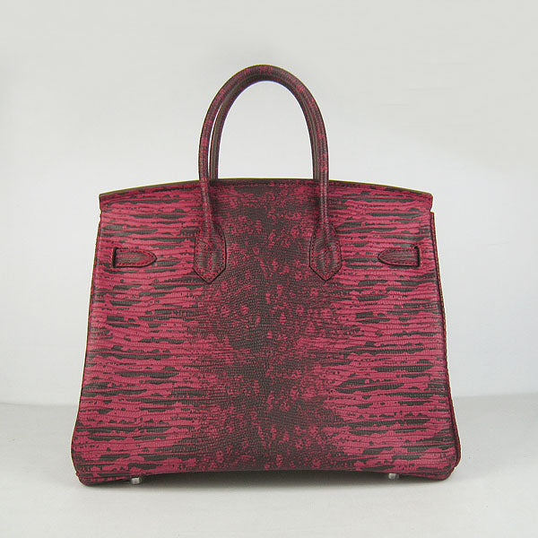 Birkin 35CM Lizard Pattern handbag 6089 Red/silver Kilta bags