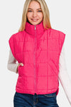 Zenana Zip Up Cropped Puffer Vest with Pockets Trendsi