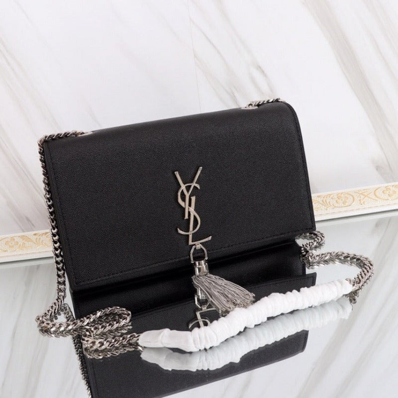 Sneakerhill - Medium Kate Tassel Bag With Chain Black - sneakerhillcom