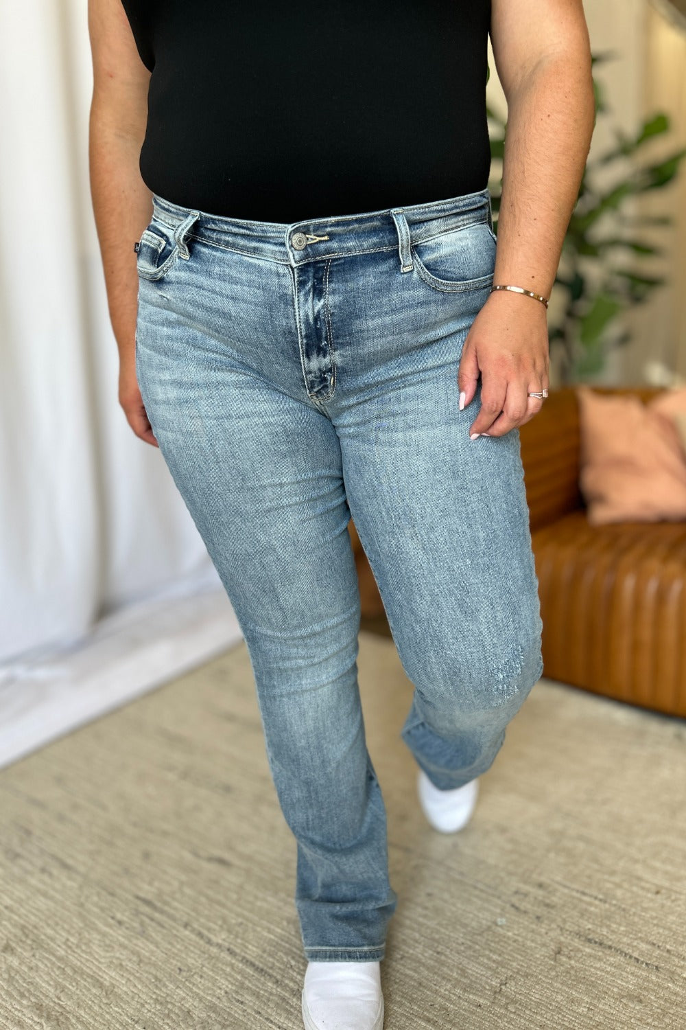 Judy Blue Full Size Medium Rise Bootcut Jeans Trendsi