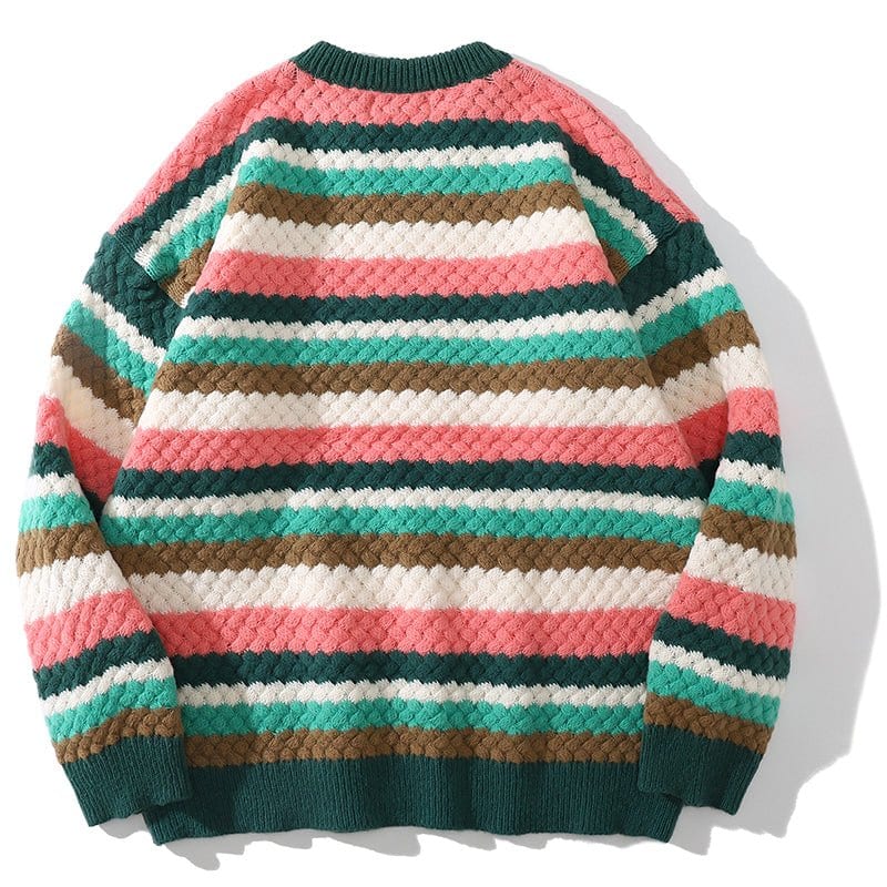 Cable Knit Crewneck Sweater Patchwork Color Sneakerhill