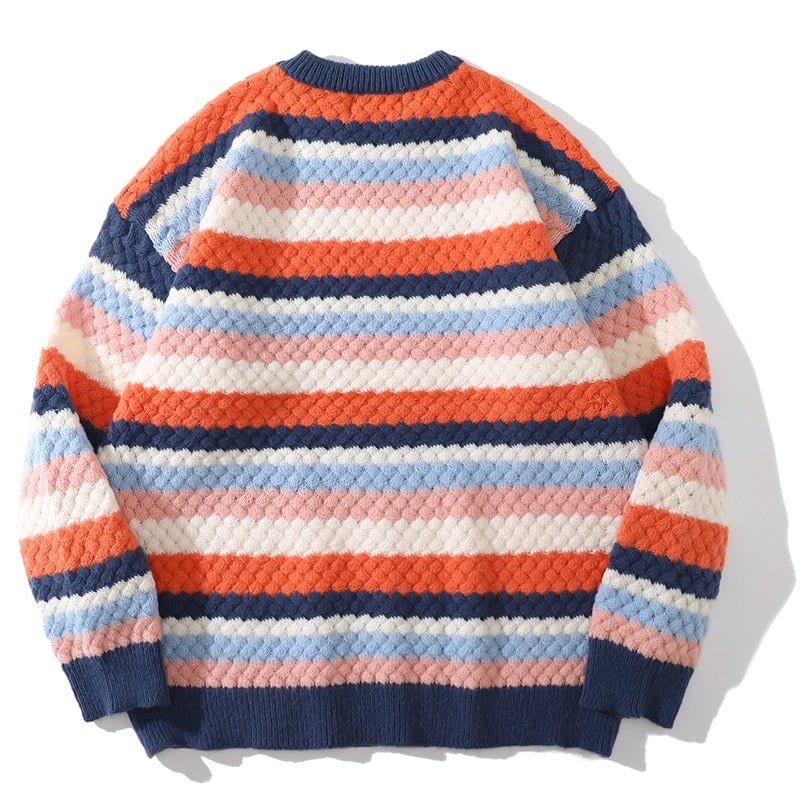 Cable Knit Crewneck Sweater Patchwork Color Sneakerhill