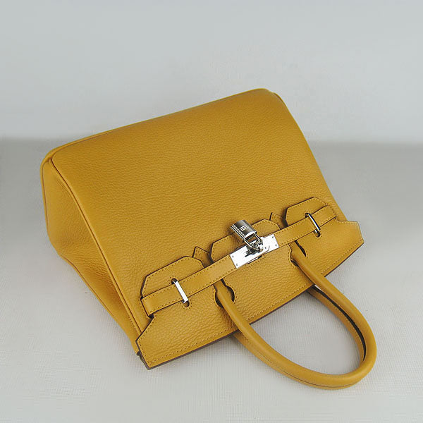 Birkin 30cm Togo Leather Handbags Yellow Silver Kilta bags