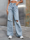 Distressed Wide Leg Jeans with Pockets Trendsi