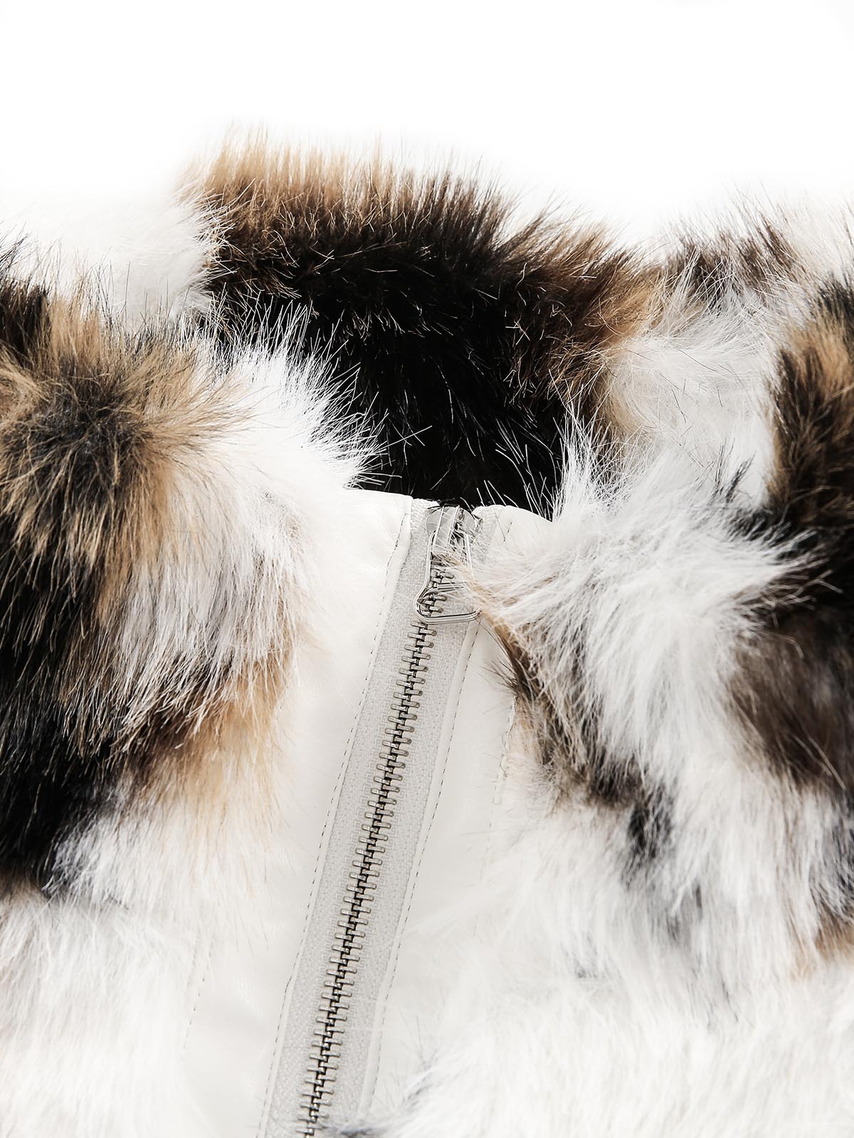 Sneakerhill Contrast Color Faux Fur Jacket - sneakerhillcom