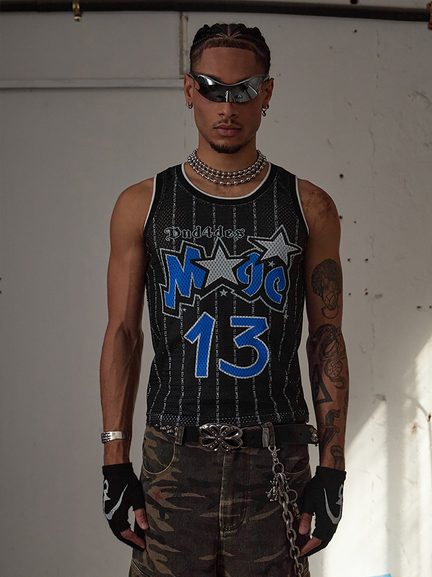 Sneakerhill Magic Spoof Print Short Wide Basketball Vest SP240731URW2