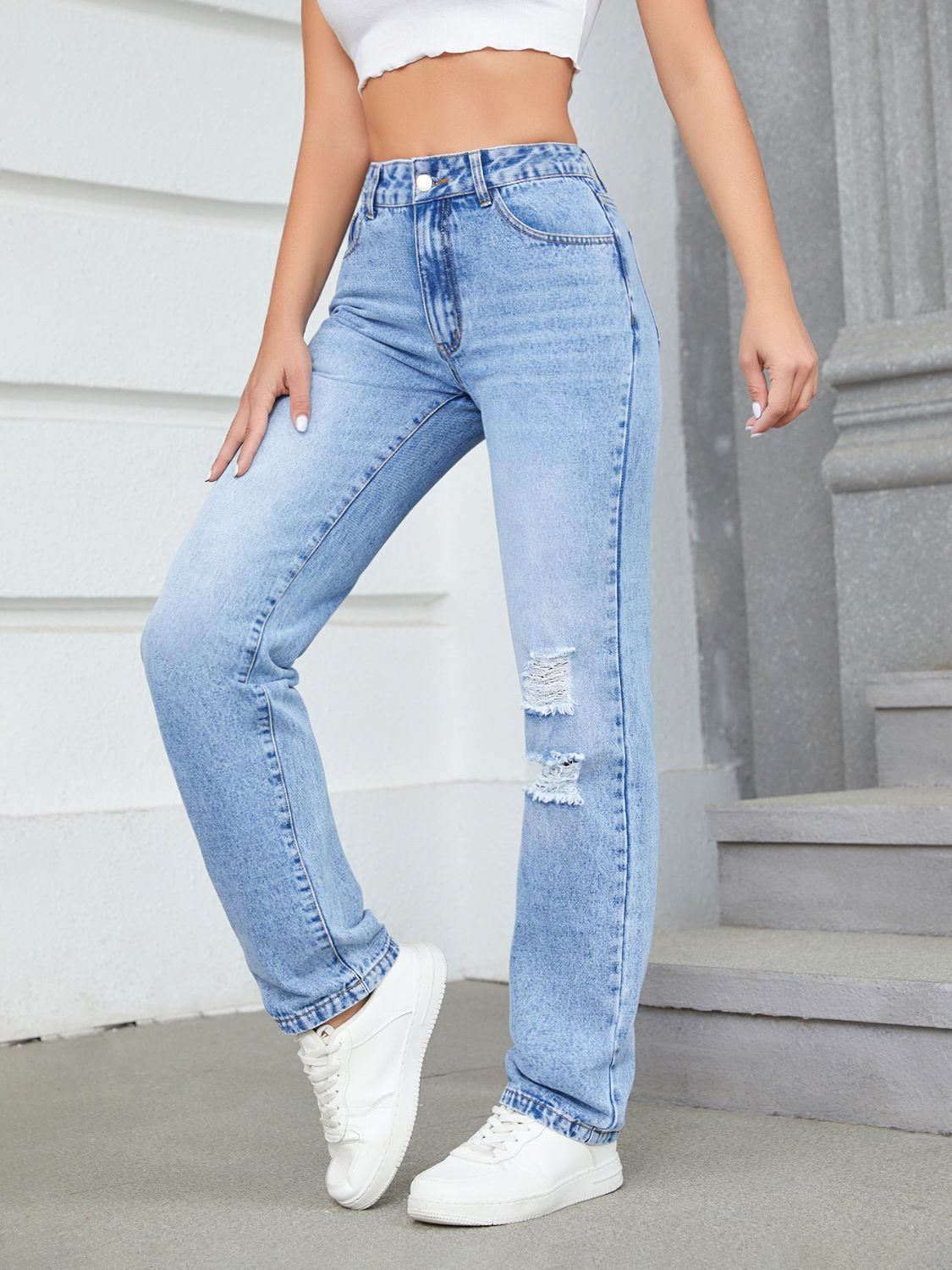 Distressed Jeans with Pockets Trendsi