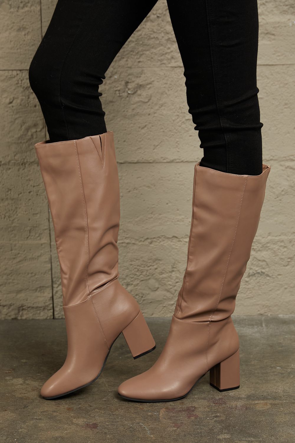 East Lion Corp Block Heel Knee High Boots Trendsi