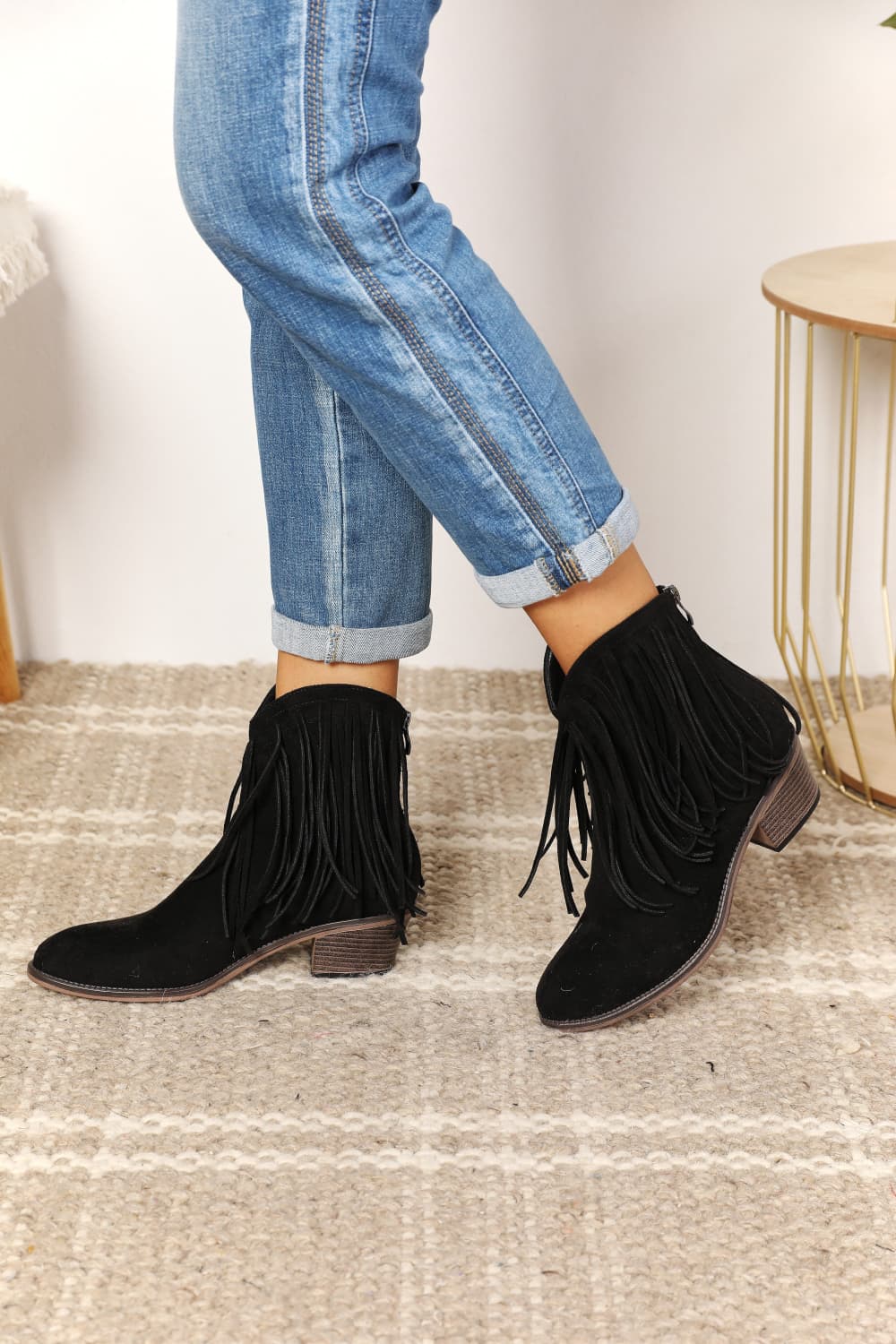 Legend Women's Fringe Cowboy Western Ankle Boots Trendsi