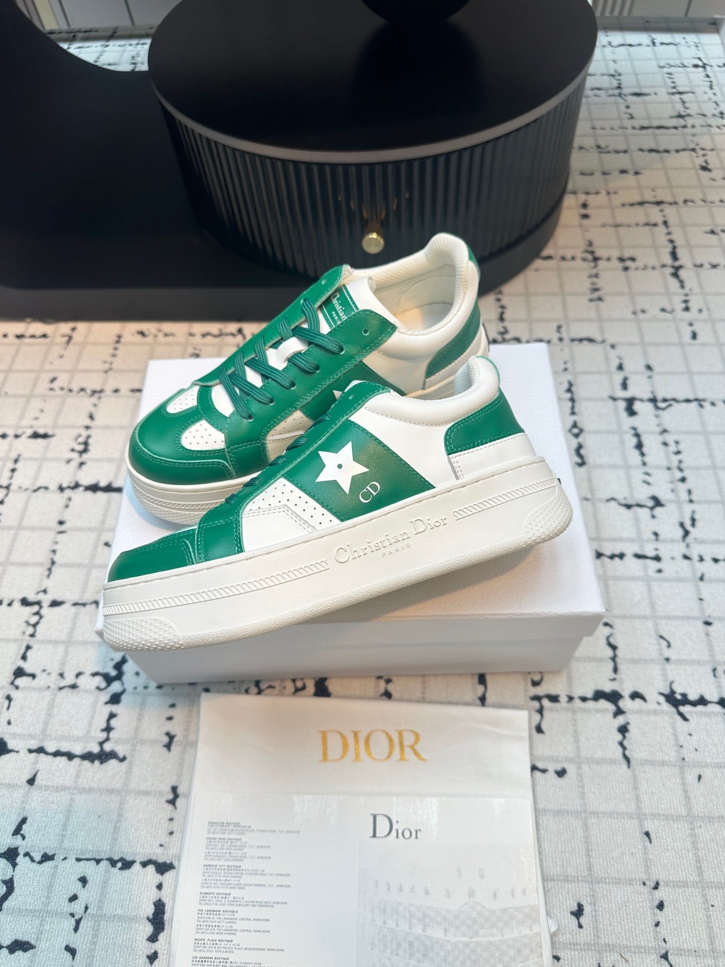 DOR Star Platform Sneaker Green Calfskin and Suede-163 - sneakerhillcom