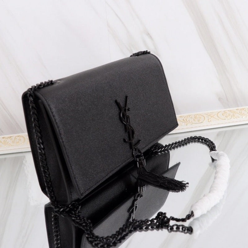 Sneakerhill - Medium Kate Tassel Bag With Chain Black - sneakerhillcom