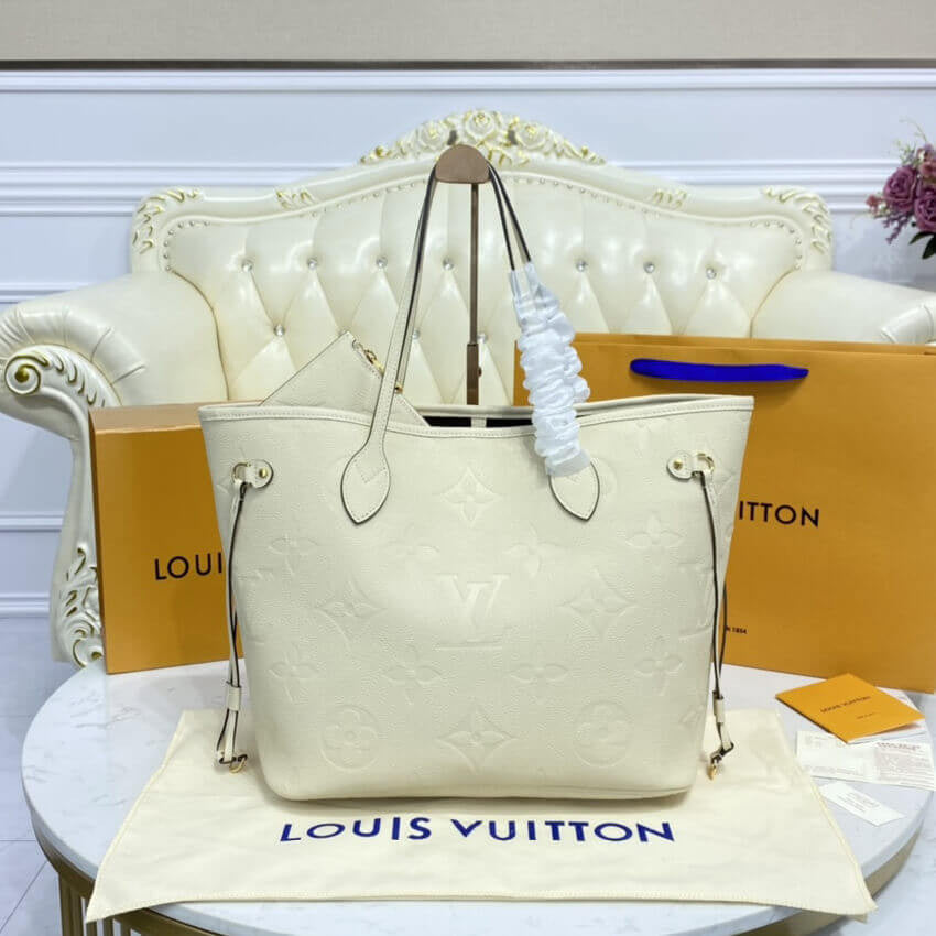 Sneakerhill Cream Leather Neverfull Bag - LUV 591 sneakerhillcom