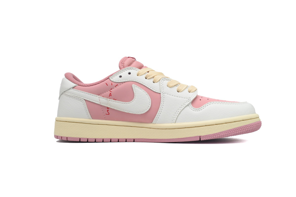 Custom Travis Scott x Air Jordan 1 Low OG White Pink sneakerland