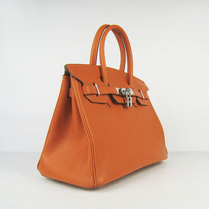 Birkin 30cm Togo Leather Handbags Orange Silver Kilta bags