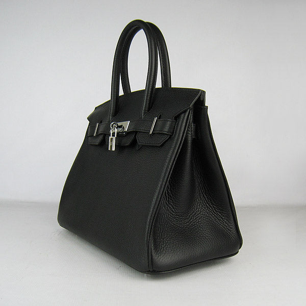 Birkin 30cm Togo Leather Handbags Black Silver - sneakerlandnet