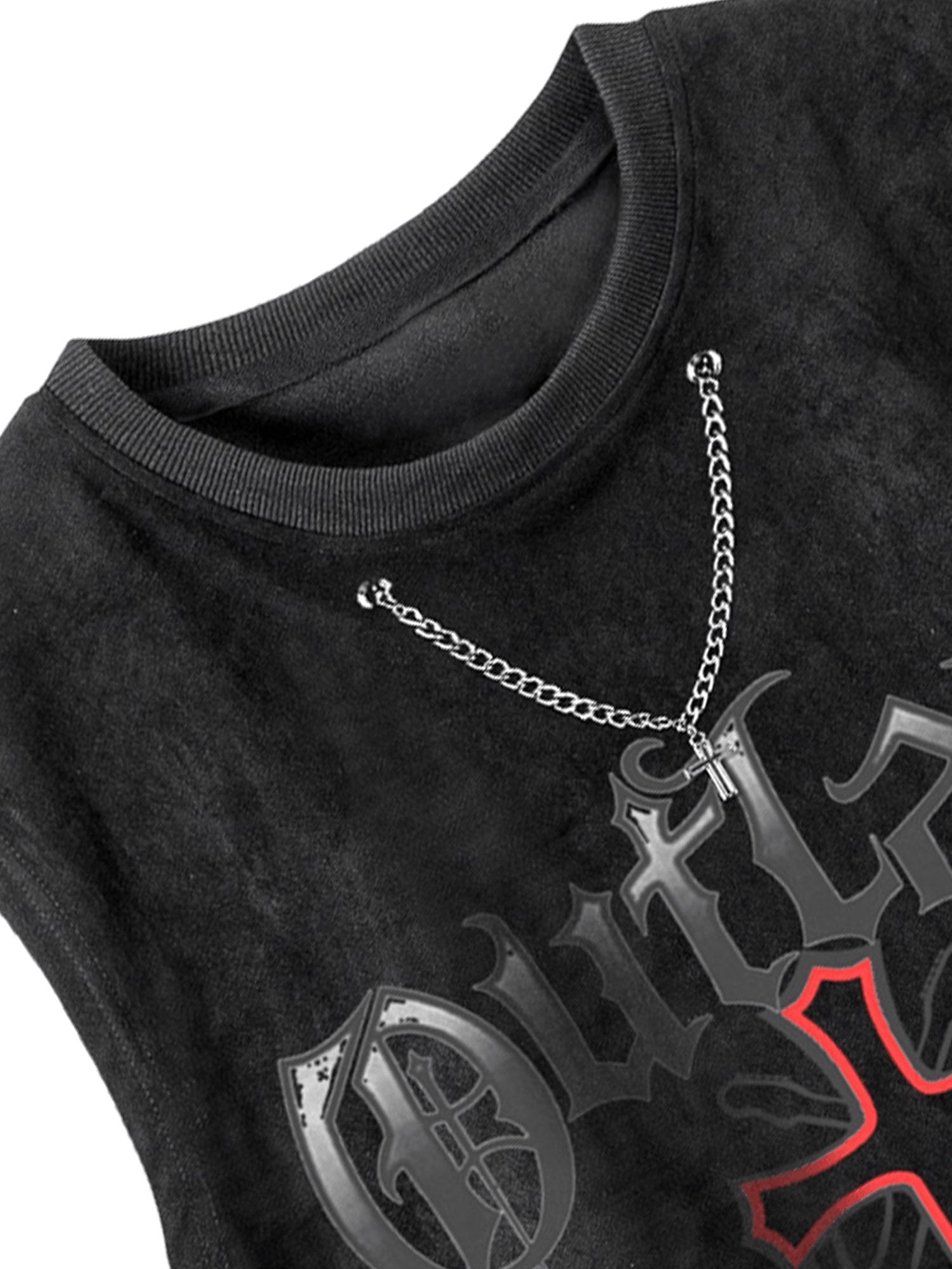 Sneakerhill Cross Chain Suede Street Rap Sleeveless Vest SP240704LIAB