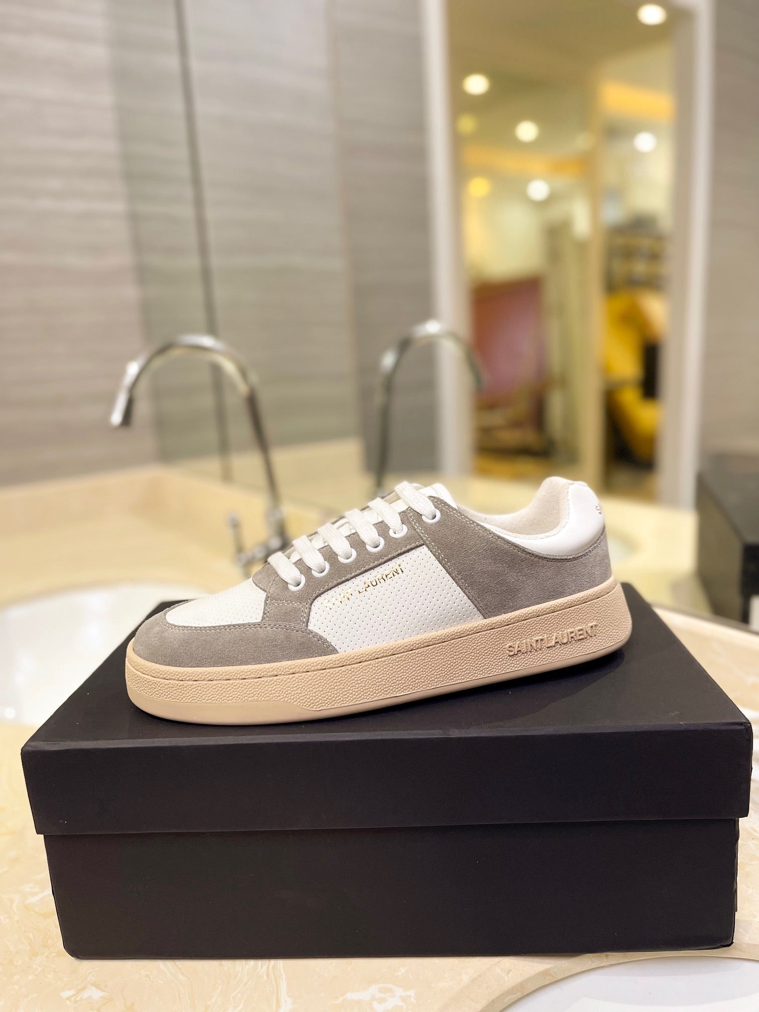 VSL Grey and White Leather Sneakers-169 - sneakerhillcom