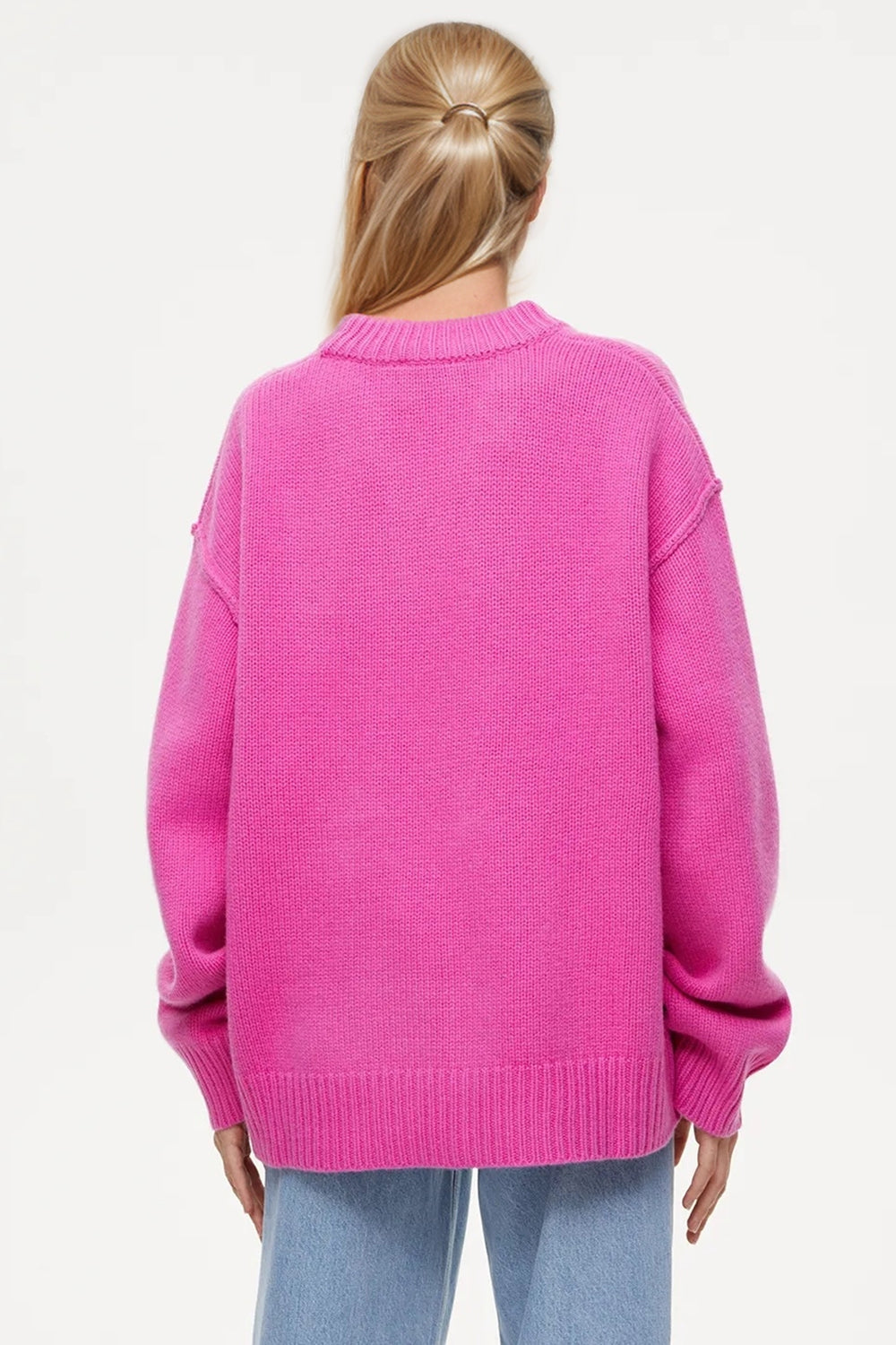 Basic Bae Round Neck Dropped Shoulder Sweater Trendsi