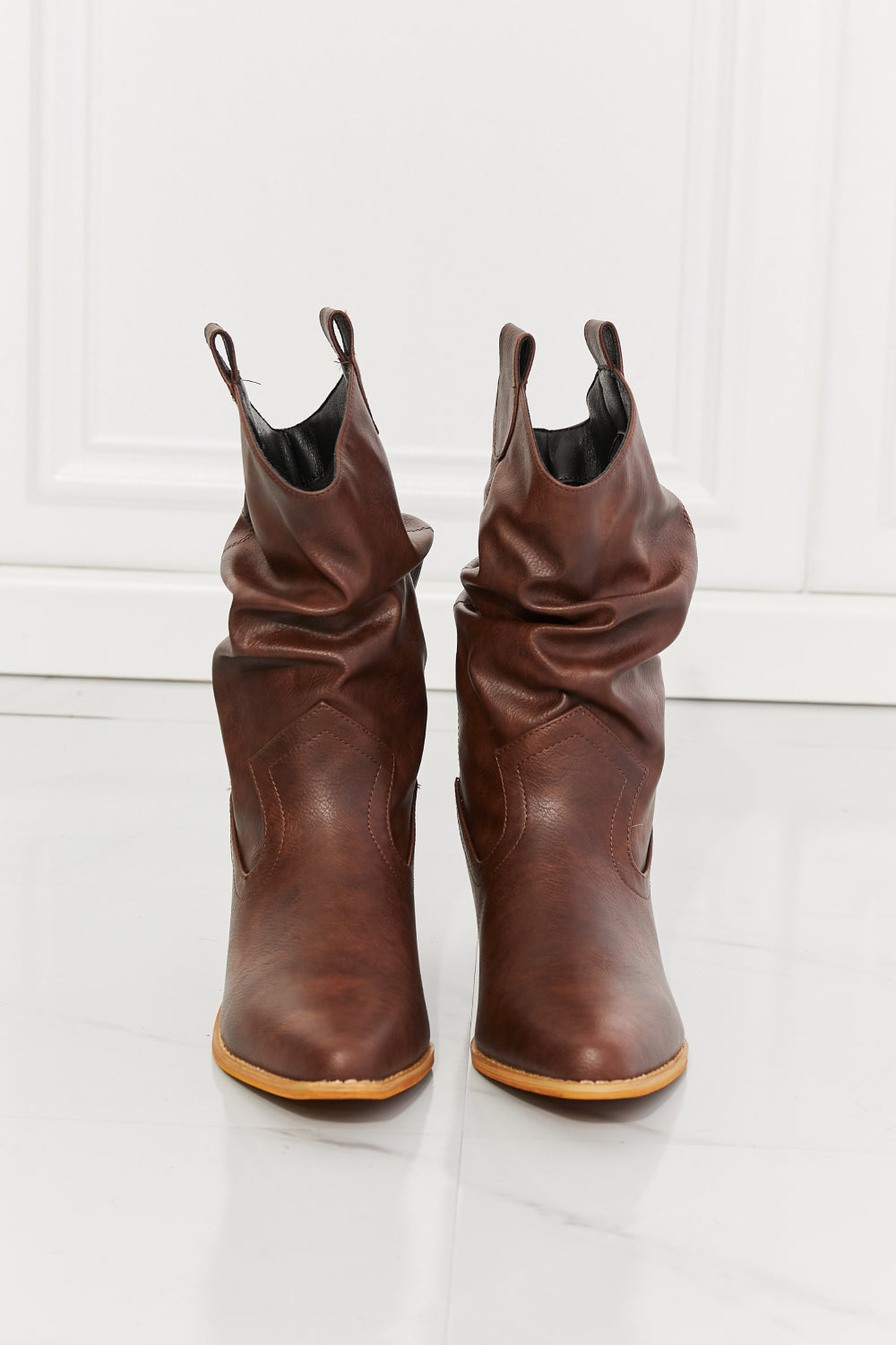 MMShoes Better in Texas Scrunch Cowboy Boots in Brown Trendsi