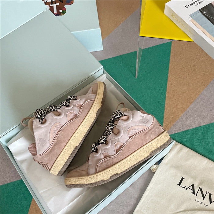 Premium Men Leather Curb Sneaker pink - sneakerhillcom