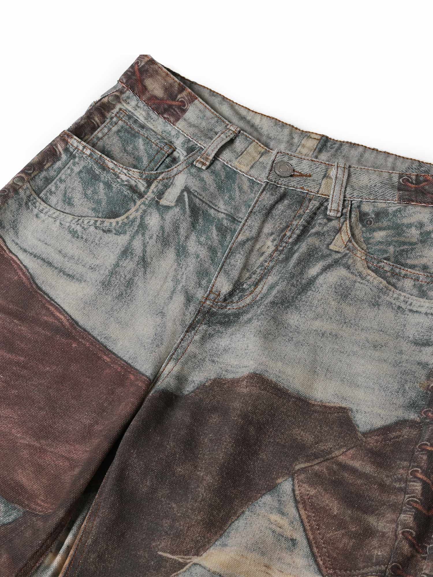 Sneakerhill High Street Distressed Washed Printed Jeans - sneakerhillcom