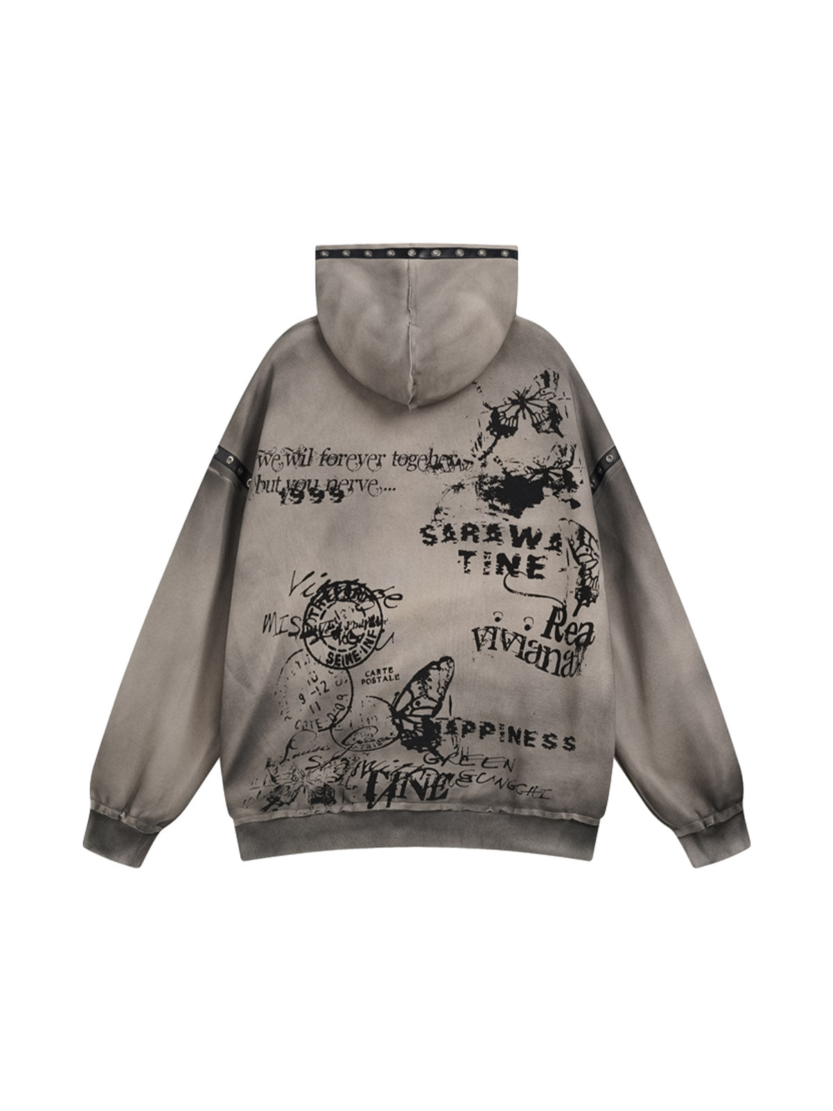 Sneakerhill Vintage Dirty Graffiti Hooded Jacket - sneakerhillcom