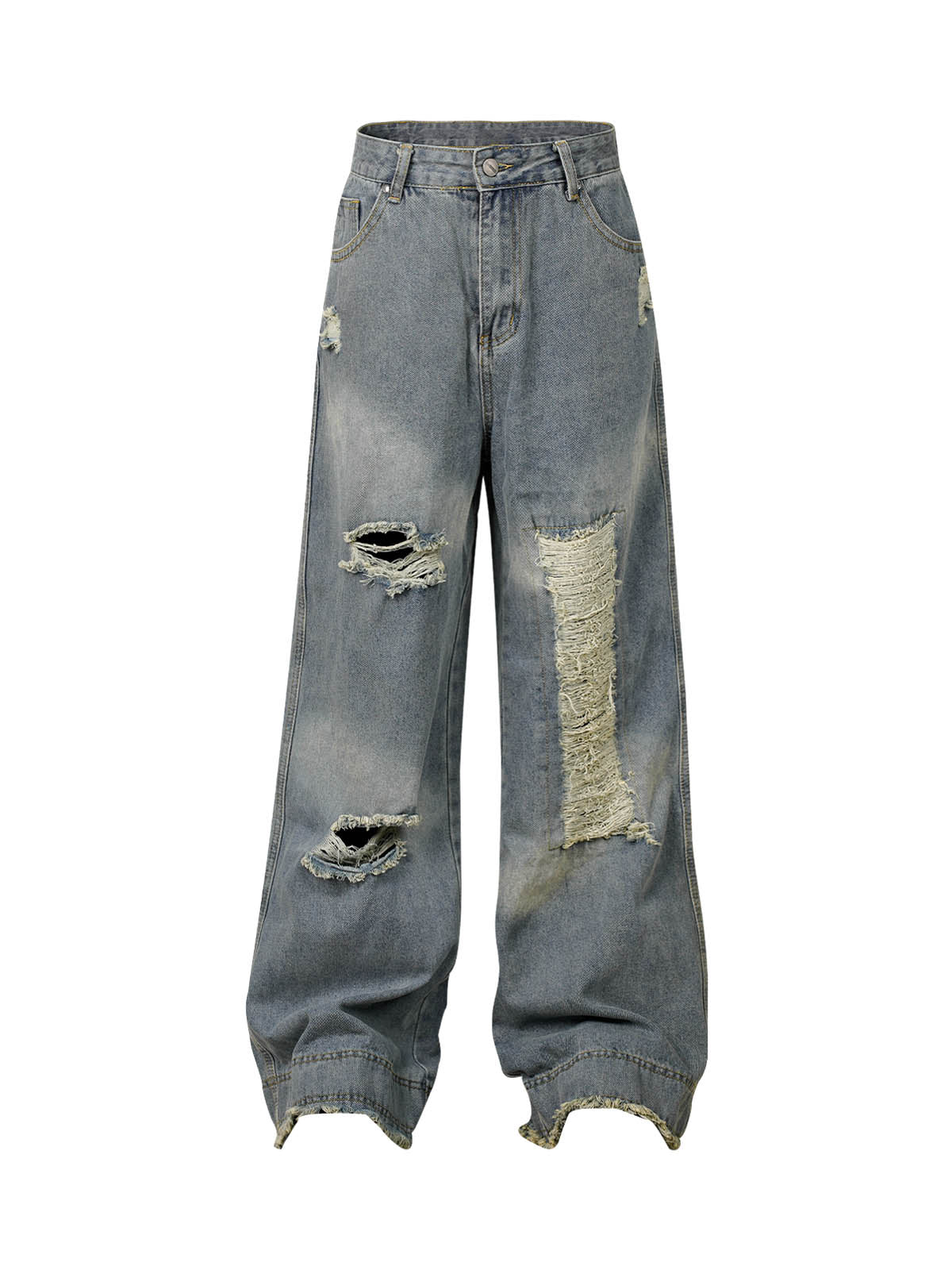 Sneakerhill Washed Ripped Baggy Jeans - sneakerhillcom