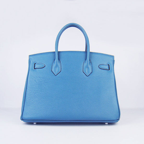 Birkin 30cm Togo Leather Handbags Blue Silver - sneakerlandnet