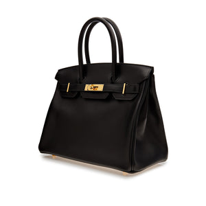 HRMS Birkin 30 Black Box Leather Gold Hardware - sneakerhillcom