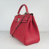 HMS Kelly 32cm Togo Leather Handbag Red/Silver Kilta bags