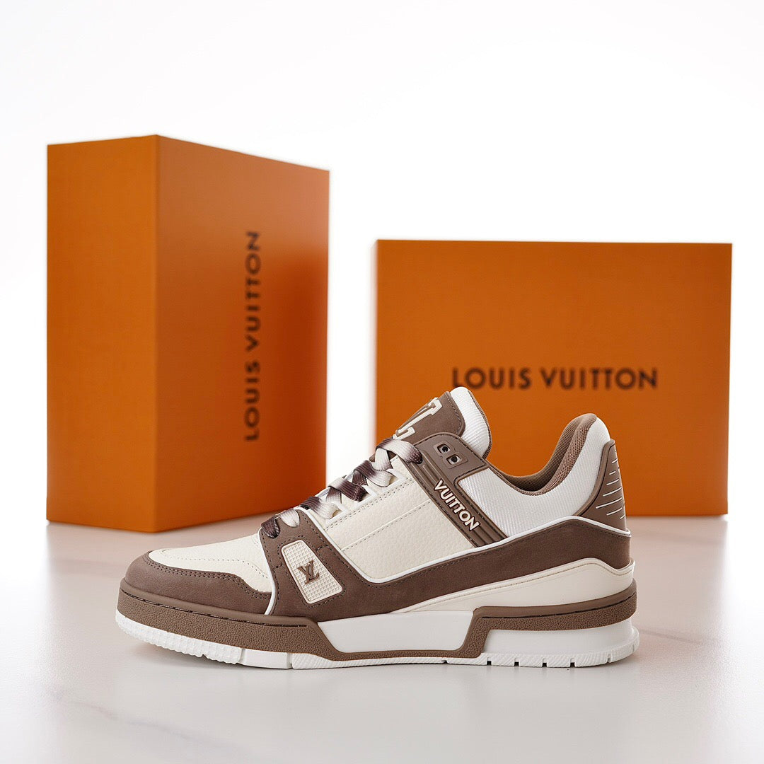 LUV Brown and White Trainer Sneakers-087 - sneakerhillcom