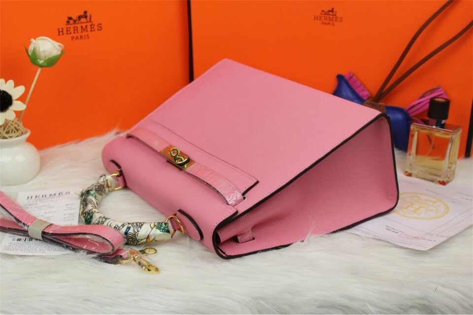 HMS Kelly 32cm Epsom Leather Handbag Pink Kilta bags