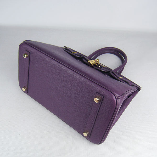 Birkin 30cm Togo leather Handbags purple golden Kilta bags