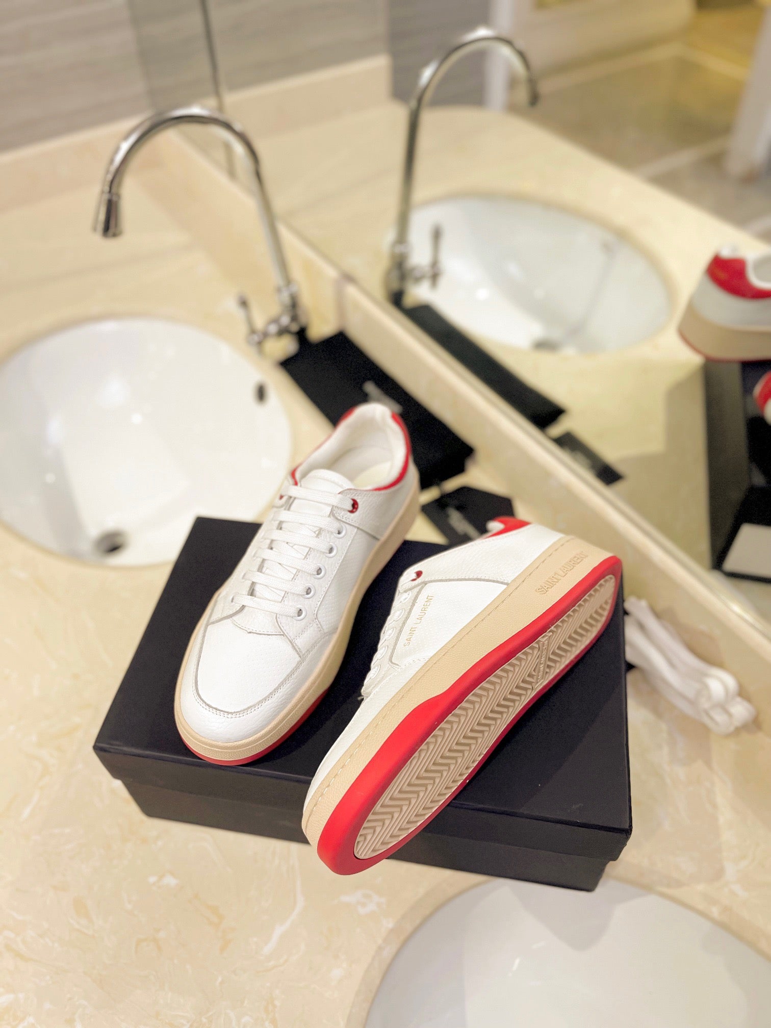 VSL White and Red Leather Sneakers-171 - sneakerhillcom