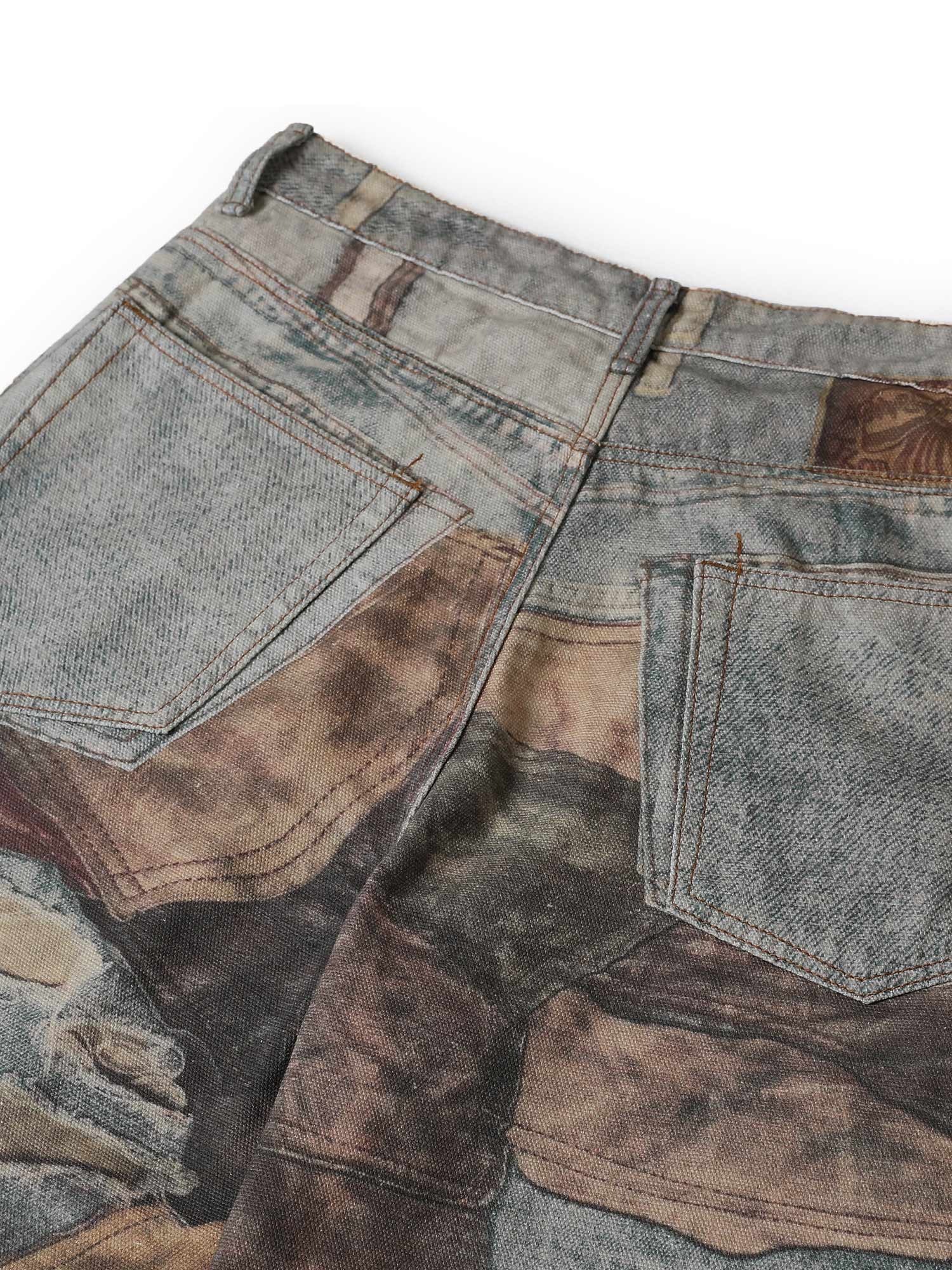 Sneakerhill High Street Distressed Washed Printed Jeans - sneakerhillcom