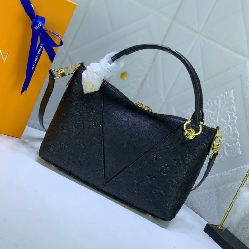 Sneakerhill - Black Monogram Leather Handbag - sneakerhillcom