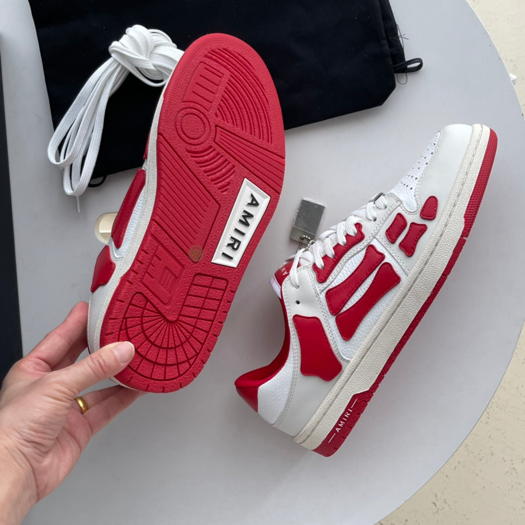 AMR Skel Top Low Red and White Sneakers-193 - sneakerhillcom