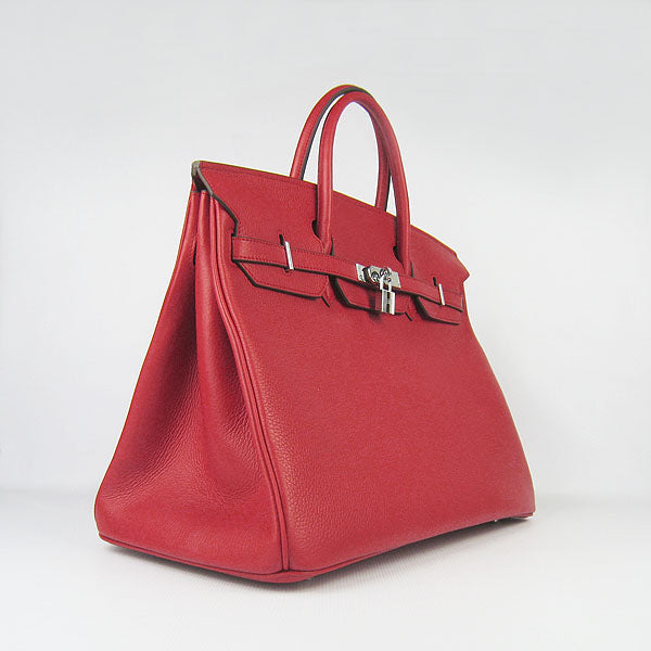 Birkin 35CM Togo Leather Handbags 6099 red silver Kilta bags